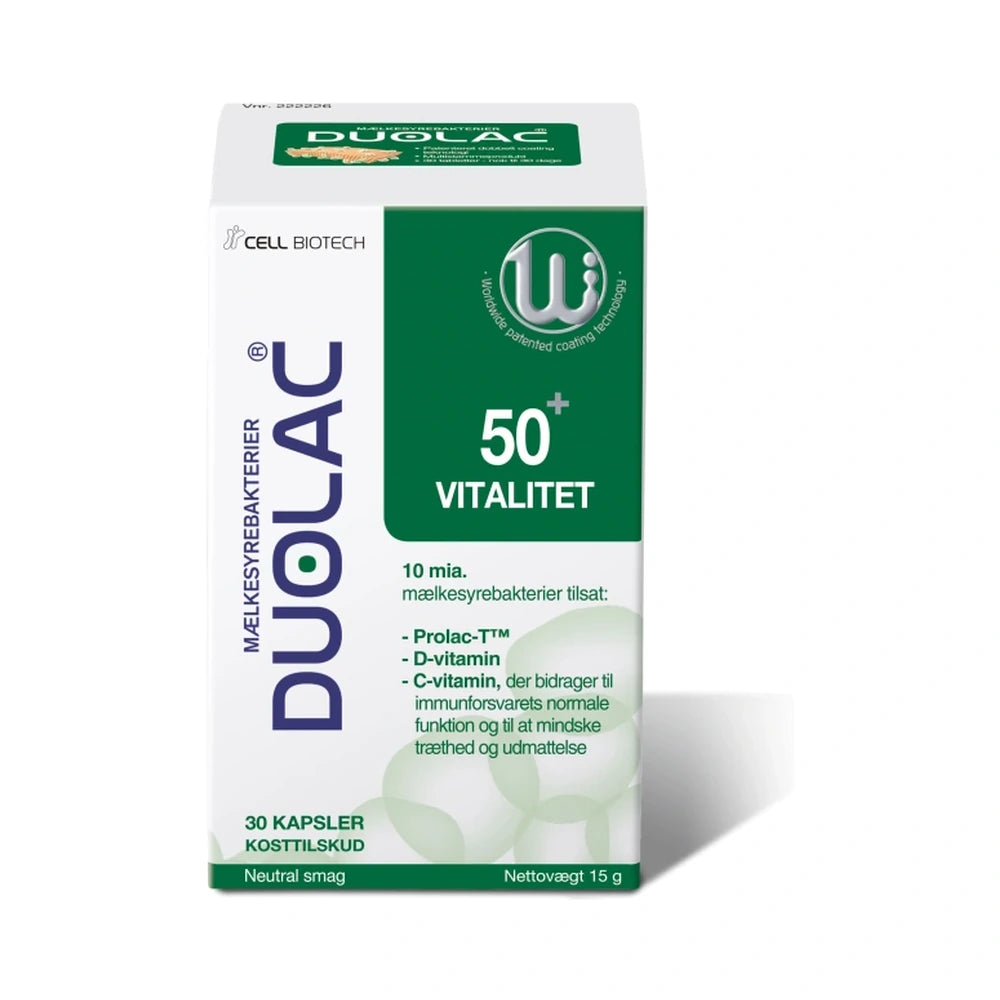 Pakning med Duolac Vitalitet 50+ kosttilskud, 30 stk.