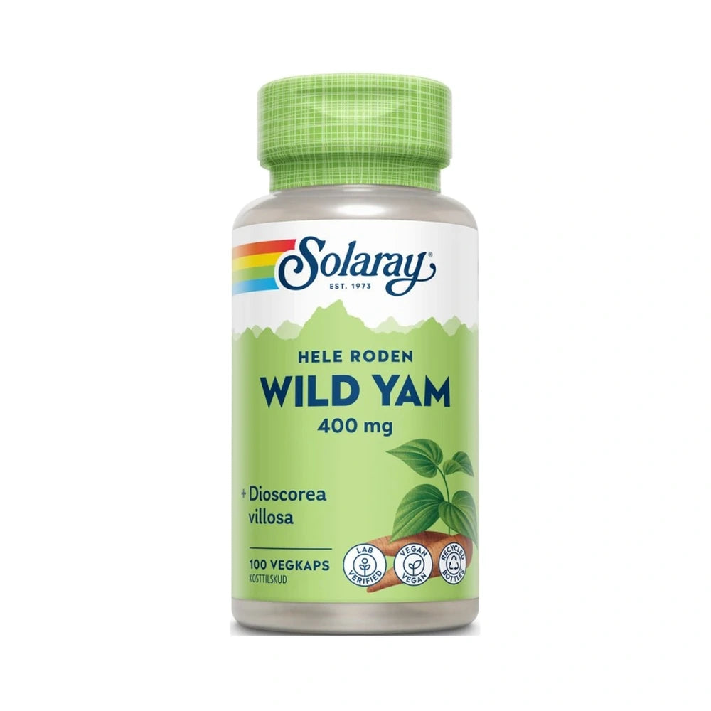 Pakning med Solaray Wild Yam kosttilskud i kapsler, 100 stk.