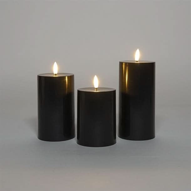 Se Annas outdoor - 3 stk. sorte udendørs LED-lys med indbygget 6 timers timer - Indendørsbelysning > LED stearinlys - Anna&