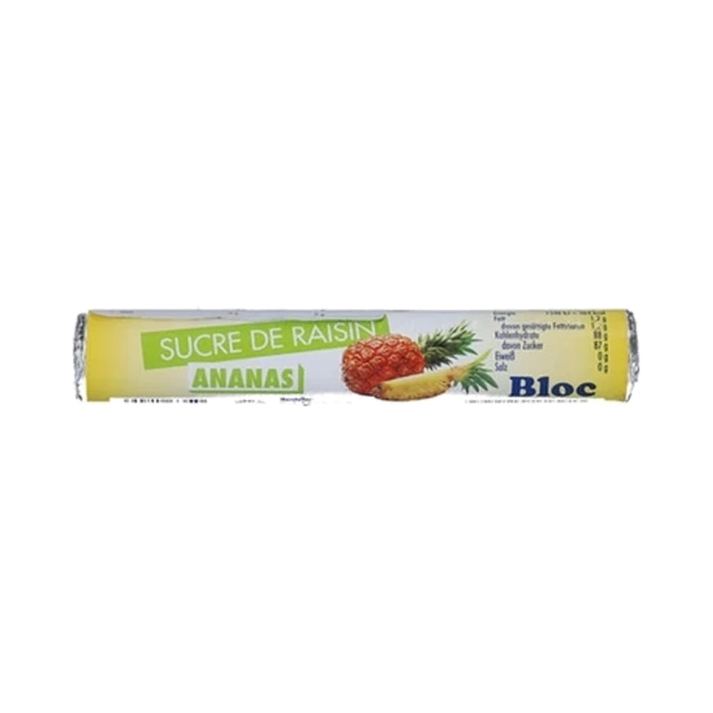 Rulle med Bloc druesukkertabletter med ananassmag, 18 stk. á 42 gram