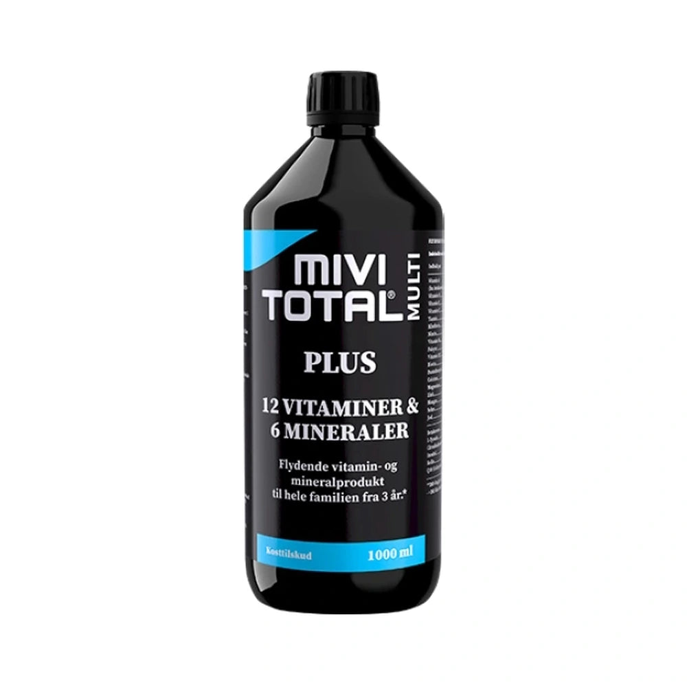 Flaske med Mivitotal Plus, flydende multivitamin og mineral kosttilskud, 1000 ml