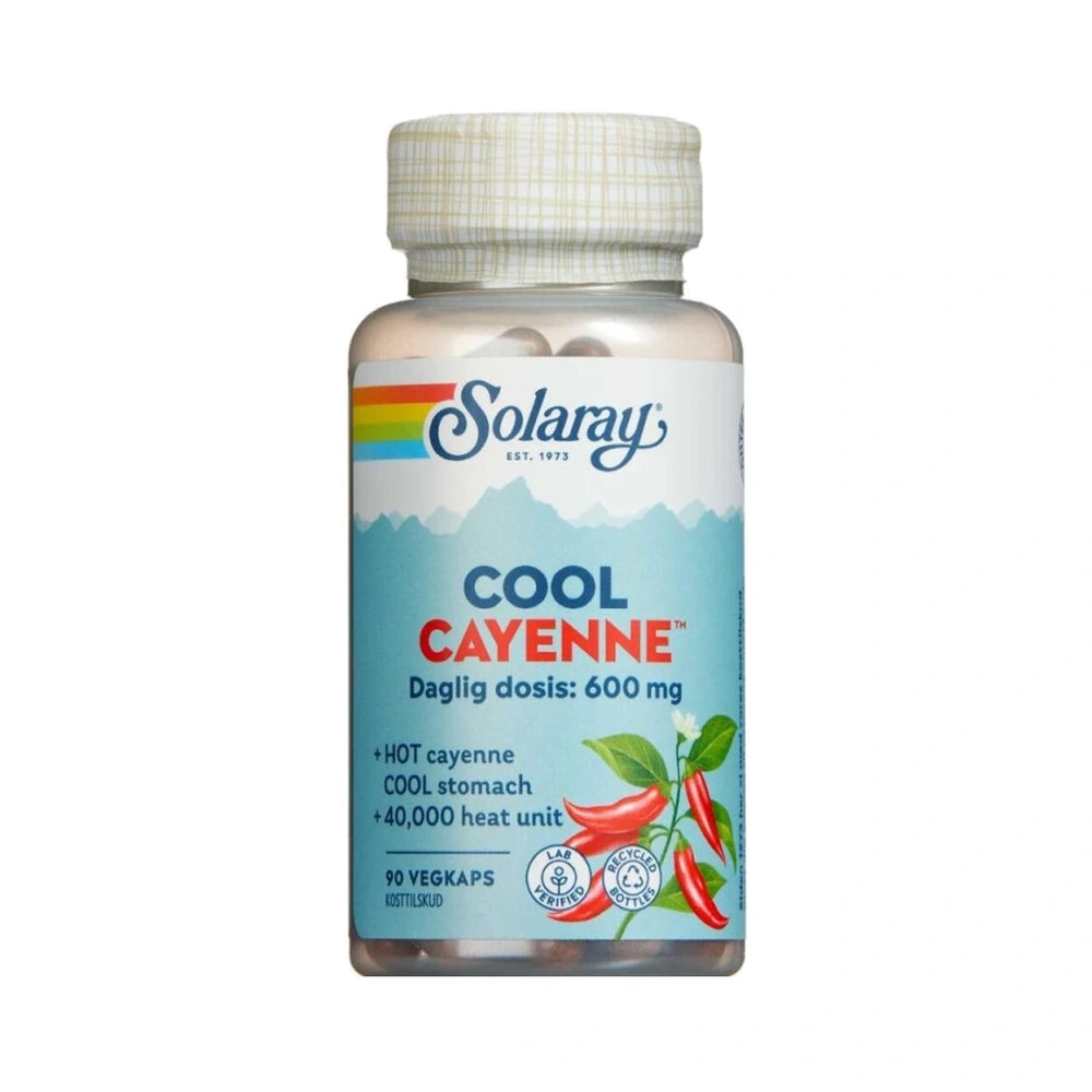 Solaray Cool Cayenne kosttilskud med indkapslet capsaicin, 90 stk