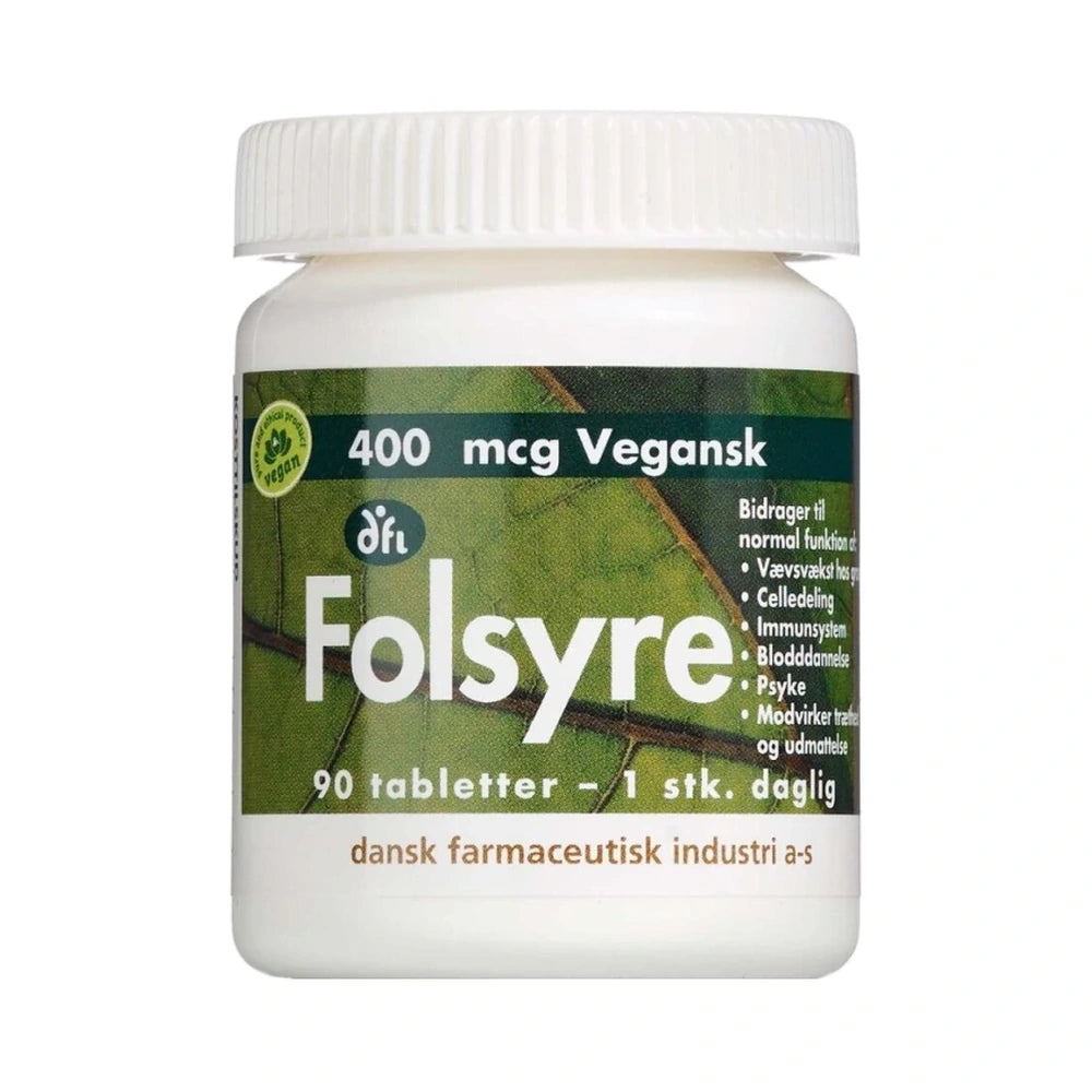 Grønne Vitaminer Folsyre 400 µg kosttilskud, pakke med 90 stk