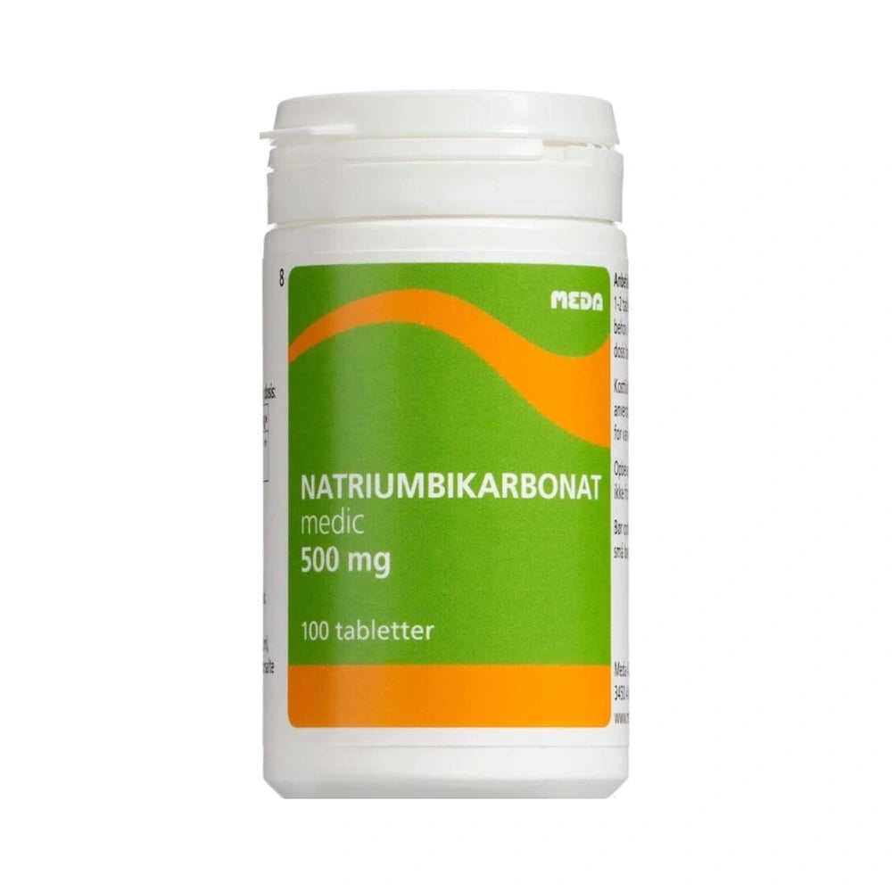 Natriumbikarbonat Medic 500 mg kosttilskud, pakke med 100 tabletter