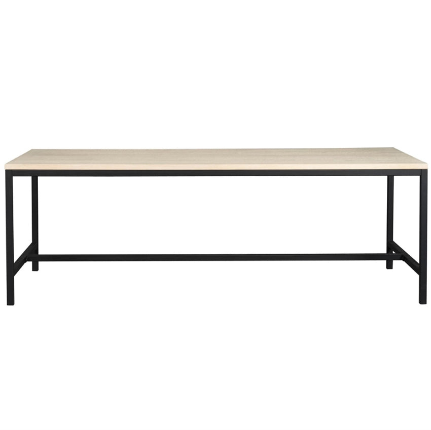 Rowico Home Everett spisebord i hvidpigmenteret egetræ med sorte ben, 220 cm