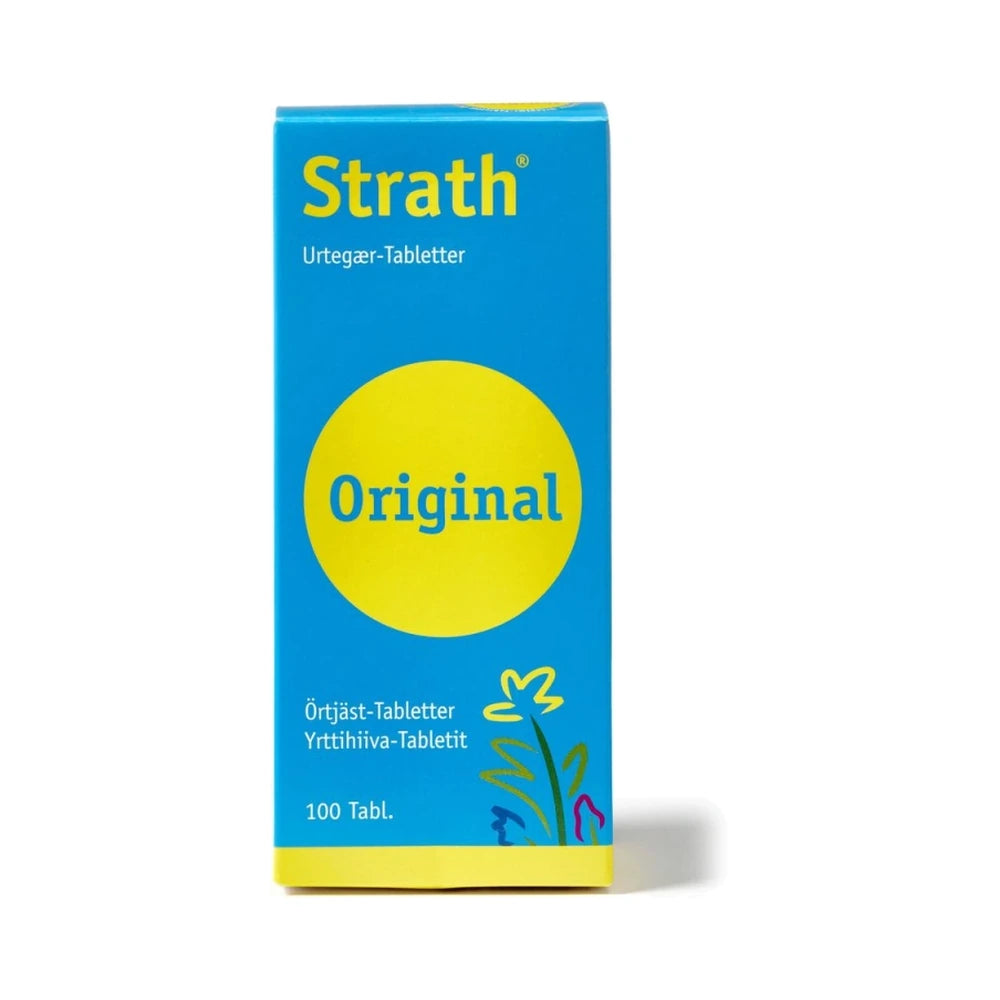 Pakning med Strath Original Urtegær tabletter, 100 stk, kosttilskud