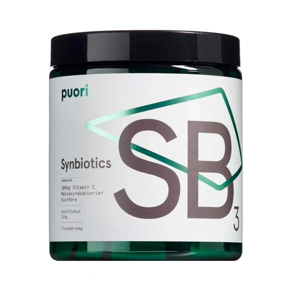 Pakning med Puori Synbiotics SB3 kosttilskud med mælkesyrebakterier, 30 stk