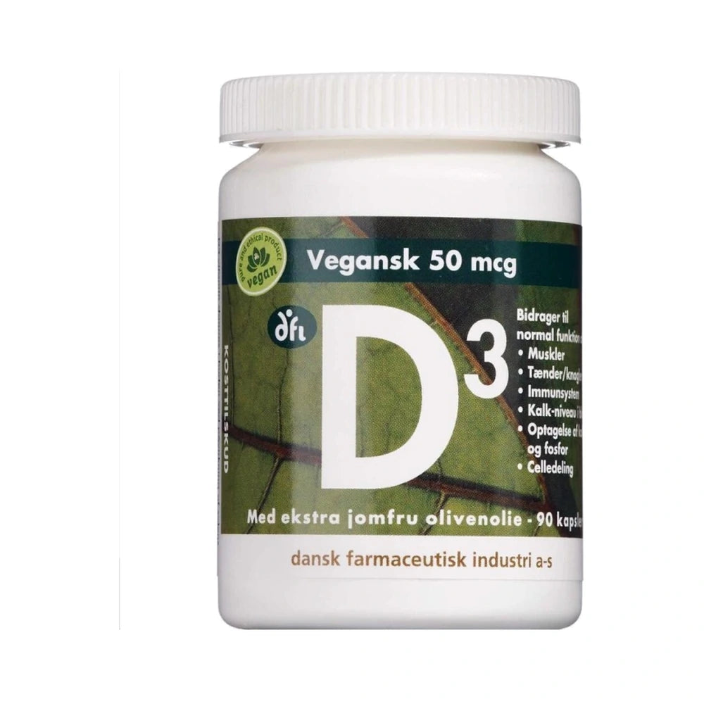 Pakning med vegansk D3-vitamin 50 µg, 90 stk., fra Grønne Vitaminer