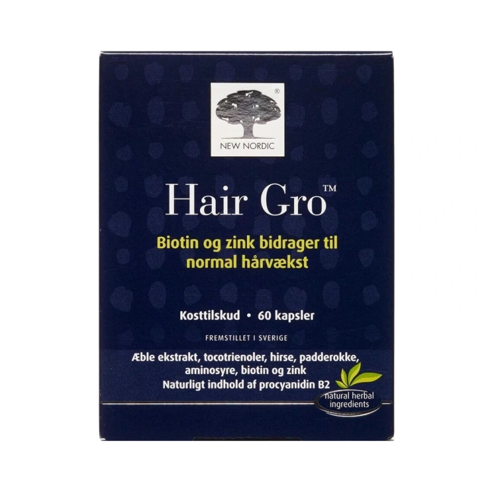 Pakning med New Nordic Hair Gro kosttilskud i kapselform, 60 stk.