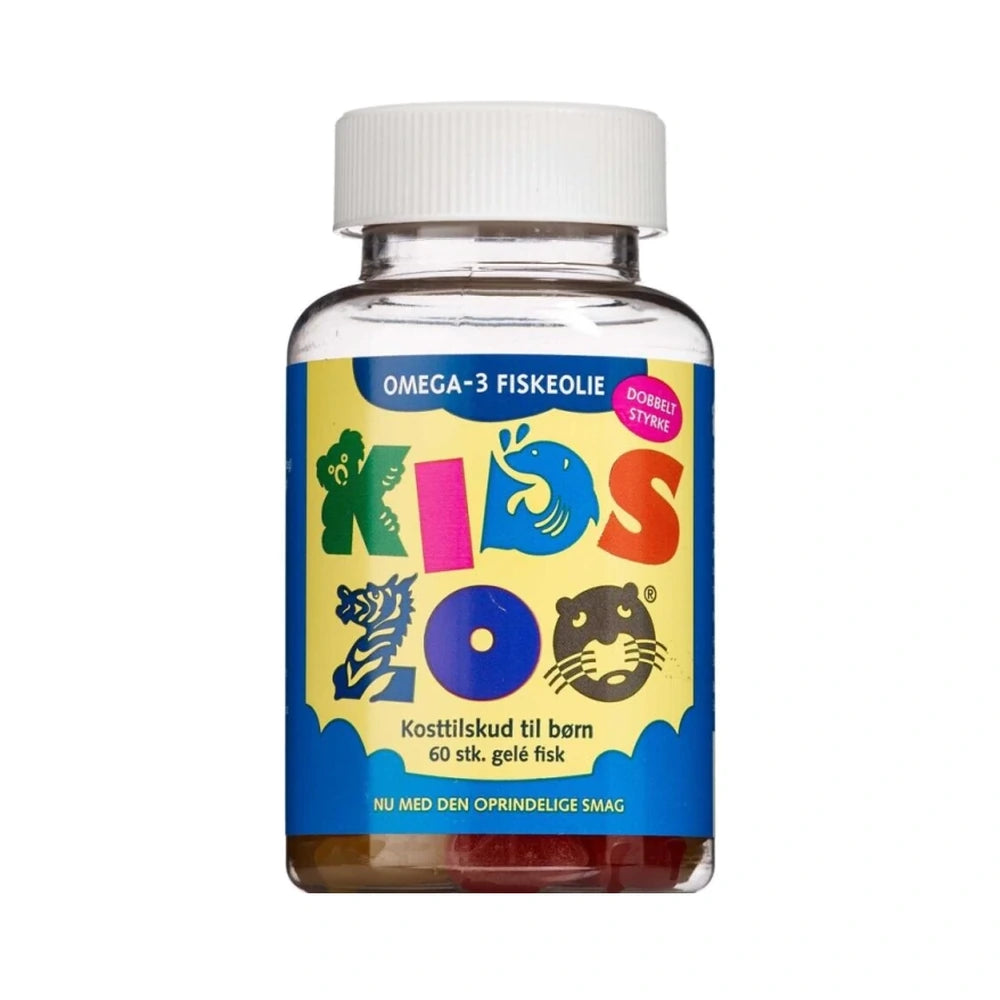 Pakning med Kids Zoo Omega-3 tyggedyr til børn, 60 stk.