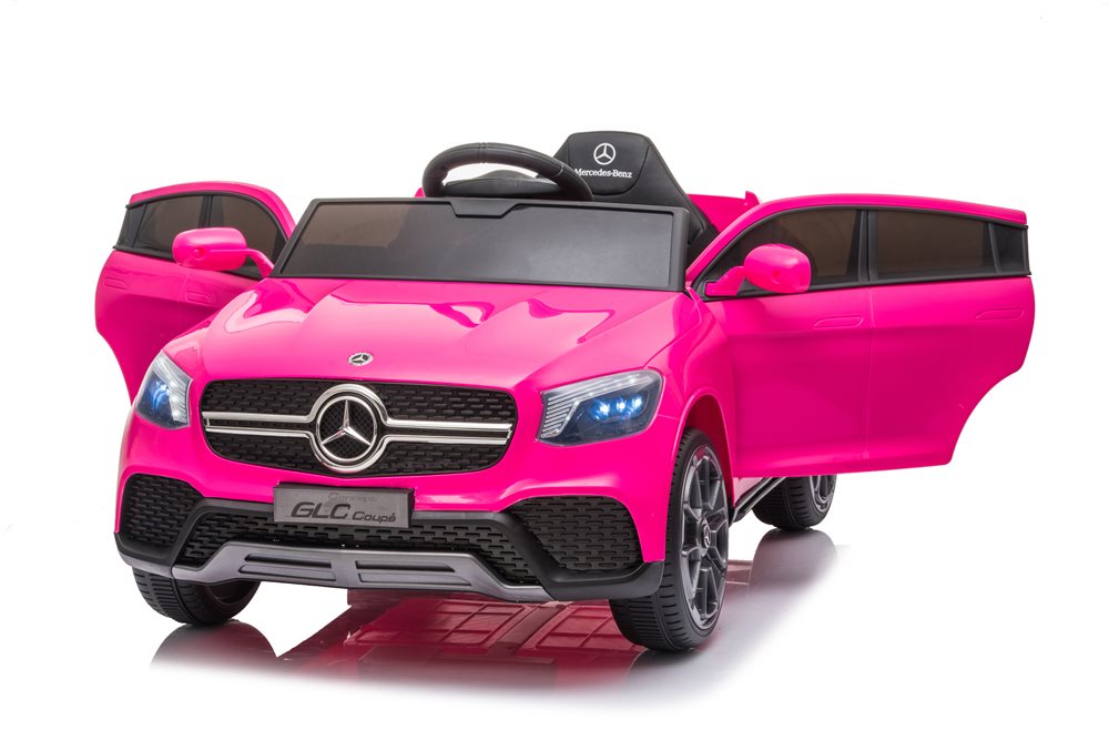 Pink Mercedes GLC Coupé børneelbil fra License med gummihjul og lædersæde