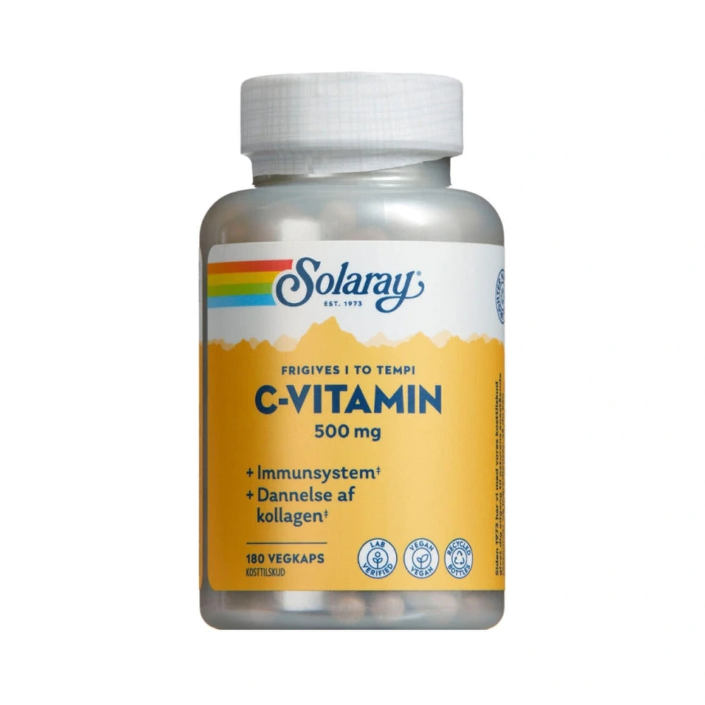 Pakning med Solaray C-vitamin 500 mg kapsler, 180 stk