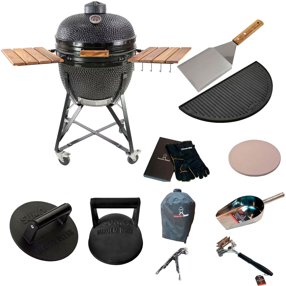 Kamado Sumo Maxi sort keramisk kulgrill med smashpakke