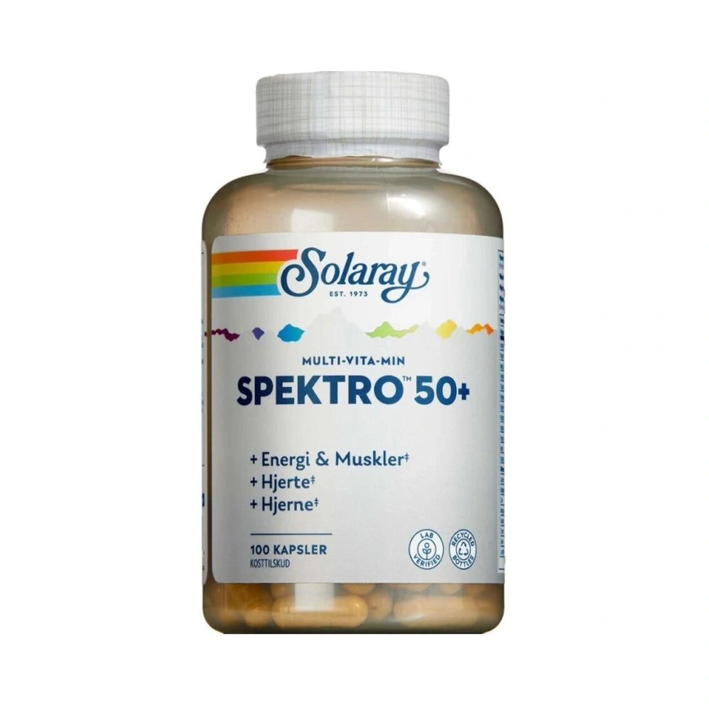 Pakke med Solaray Spektro 50+ multivitamin, kosttilskud med 100 stk