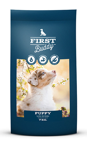 Sæk med First Buddy Puppy hvalpefoder med and og kanin, 7 kg