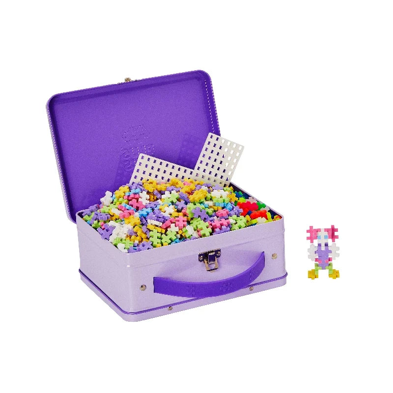 Plus-Plus Box Suitcase i Pastel Metal med byggestykker og guidebog