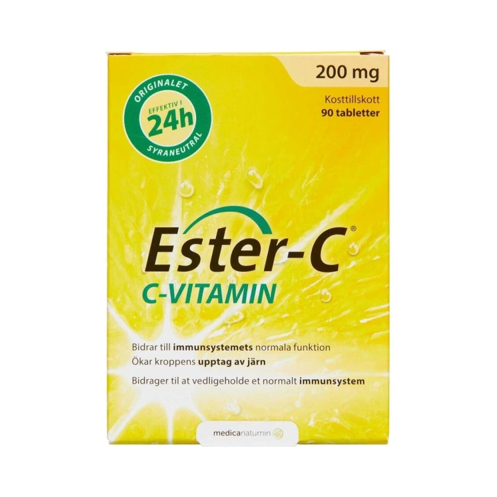 Pakke med Ester-C syreneutralt C-vitamin kosttilskud, 90 stk