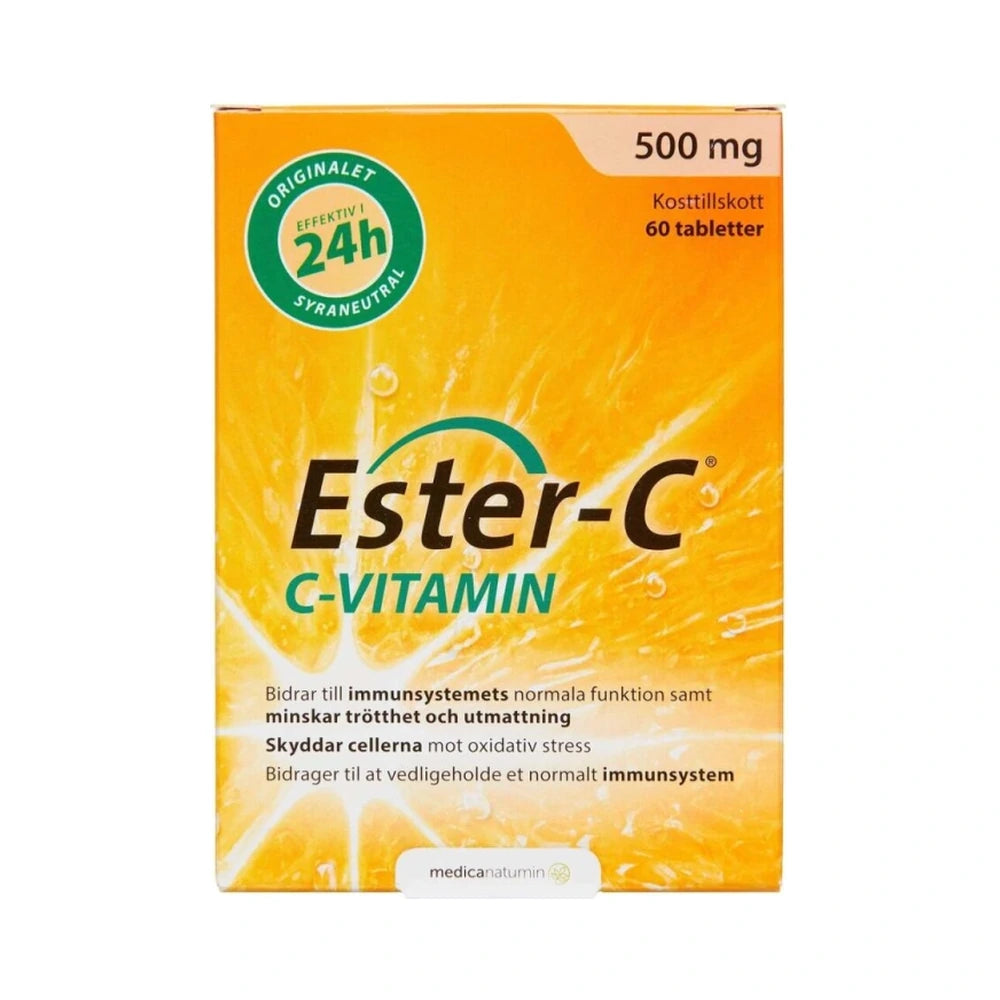 Pakke med Ester-C syreneutralt C-vitamin kosttilskud, 60 stk
