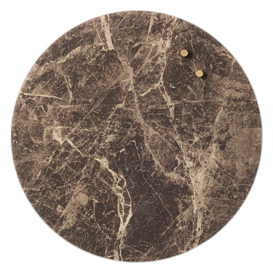 Rund magnetisk glastavle fra Naga i brun marmor, 35 cm
