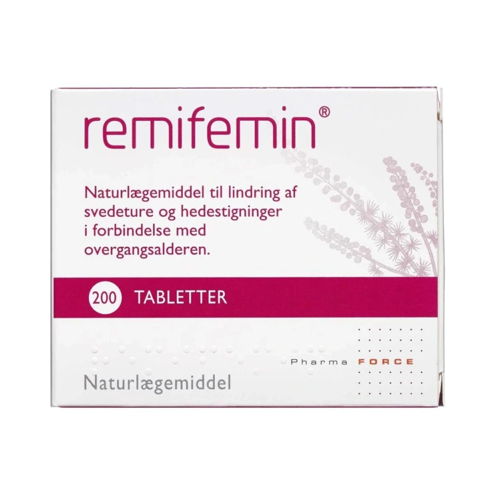 Pakke med Pharma force Remifemin naturlægemiddel i tabletform, 200 stk