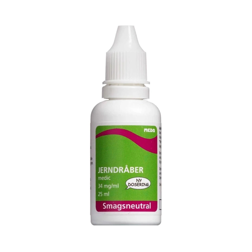 Viatris Jern Dråber 34 mg/ml, smagsneutralt jerntilskud i dråbeform, 25 ml