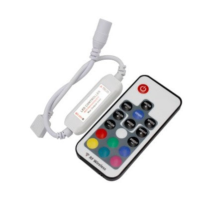 Mini RGB controller inkl. fjernbetjening - 12V (72W), 24V (144W)