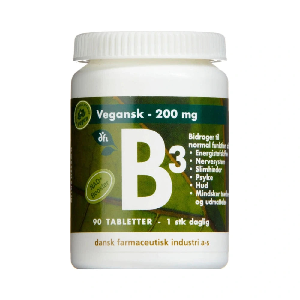 Pakning med Grønne Vitaminer B3-vitamin 200 mg, 90 tabletter
