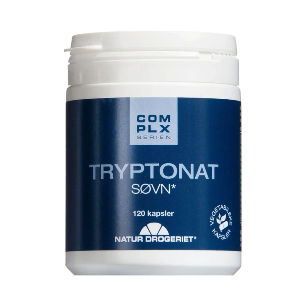 Pakning med Natur Drogeriet Tryptonat kosttilskud, 120 stk. med magnesium, baldrian og kamille