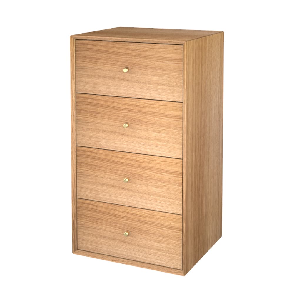 Kommode med fire skuffer i tv-stuen, The Wood Box 7139