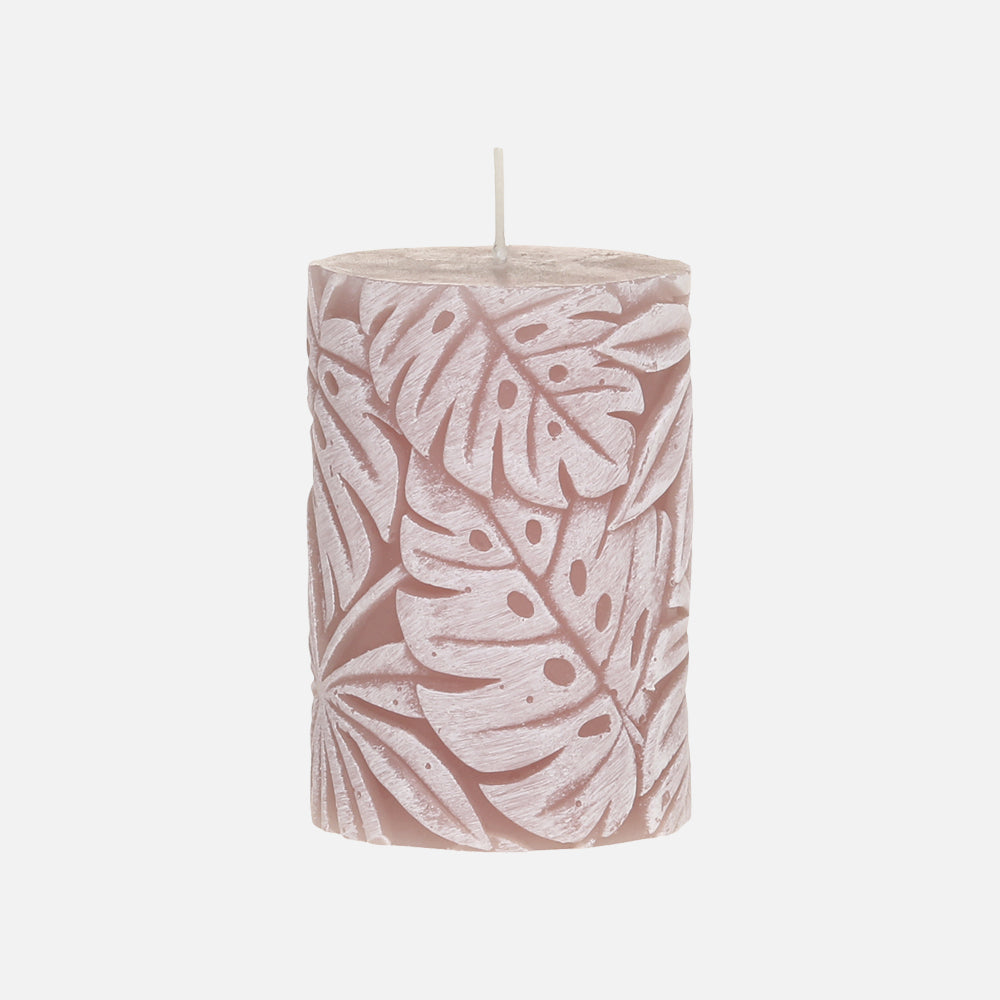 Støvet rosa Chic Antique Macon bloklys med bladmønster i farven Dusty Rose, 10 cm