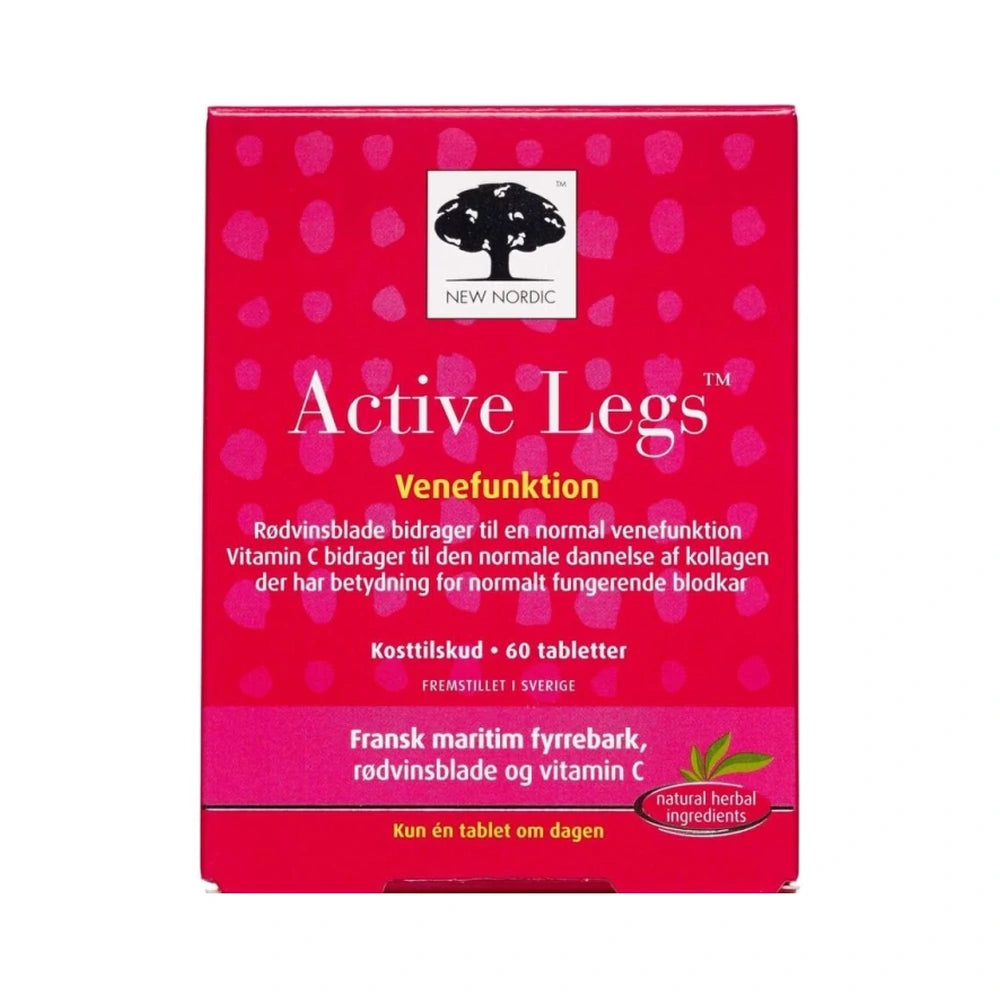Pakning med New Nordic Active Legs kosttilskud, 60 stk. med fyrrebark og vinbladekstrakt