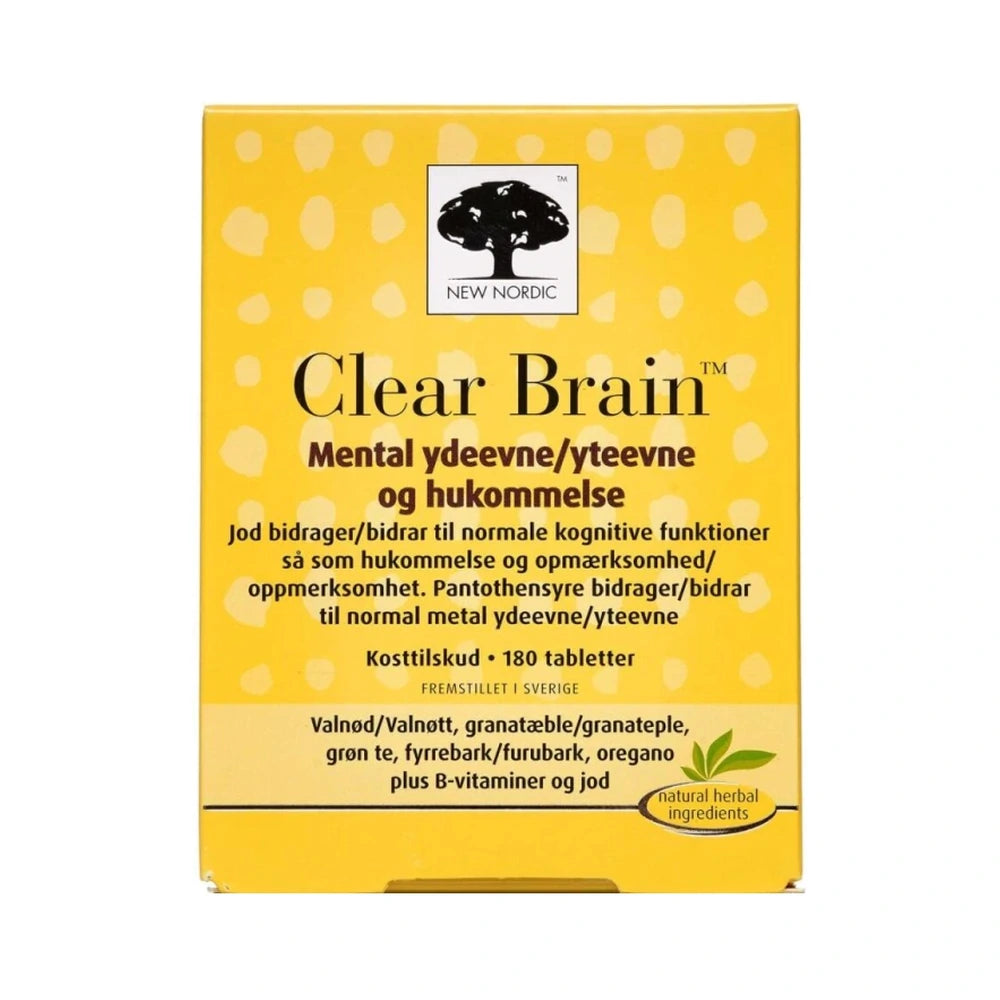 Pakning med New Nordic Clear Brain kosttilskud, tabletter, 180 stk.