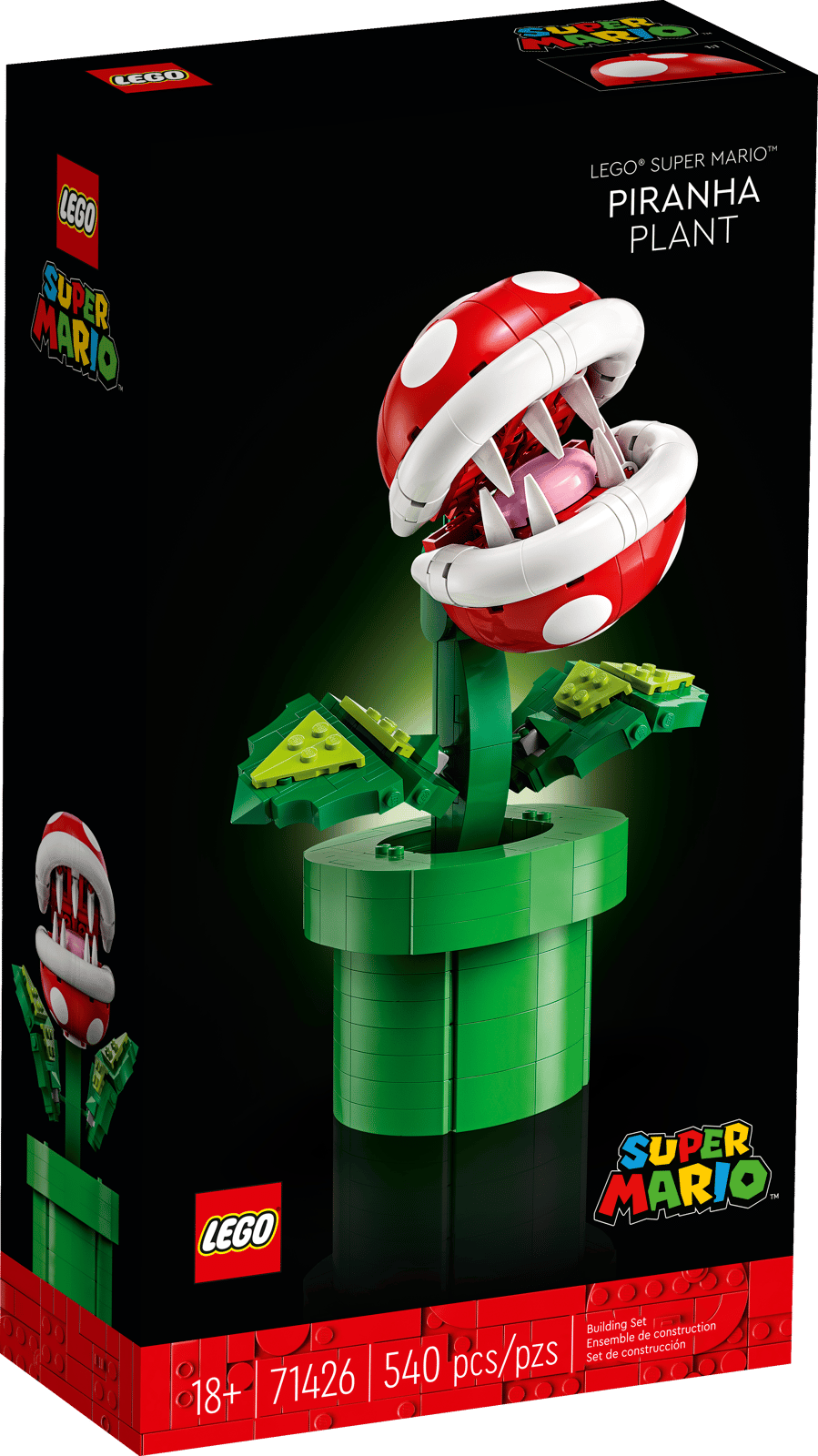 LEGO Super Mario Kødædende plante 71426, bevægelig figur med hoved og blade