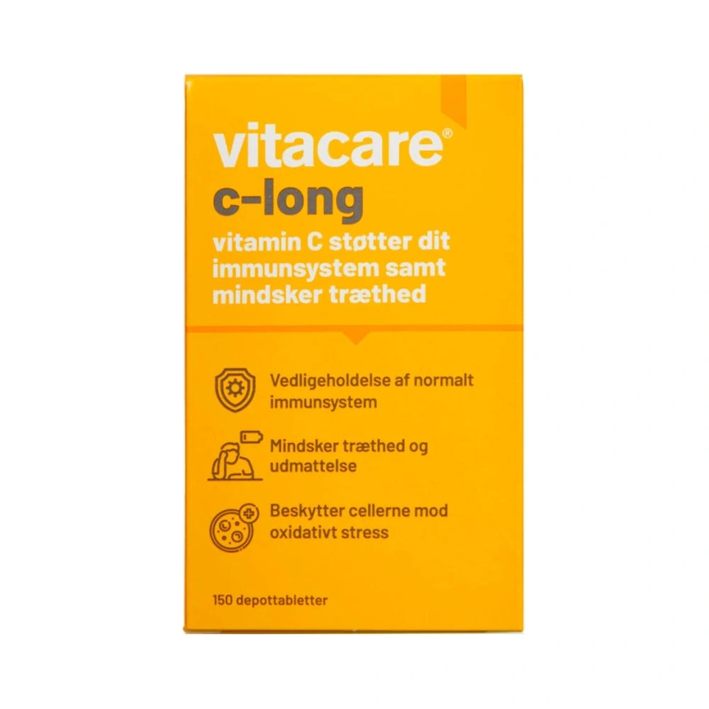 Vitacare C-long depottabletter med vitamin C, pakning med 150 stk