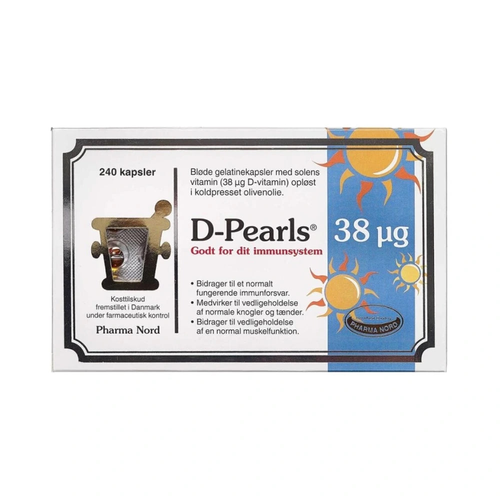 Pharma Nord D-Pearls D3-vitamin 38 µg kapsler, stor pakning med 240 stk