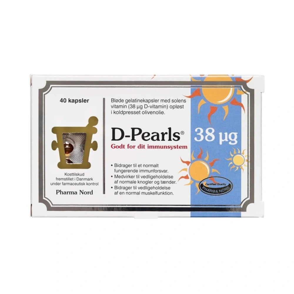 Pharma Nord D-Pearls D3-vitamin 38 µg kapsler, lille pakning med 40 stk