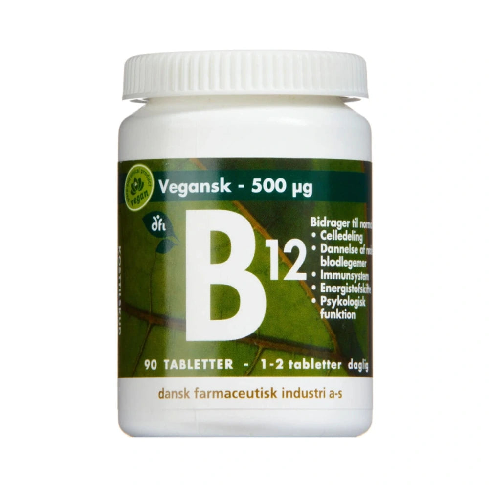 Grønne Vitaminer B12-vitamin tabletter 500 µg, pakning med 90 stk