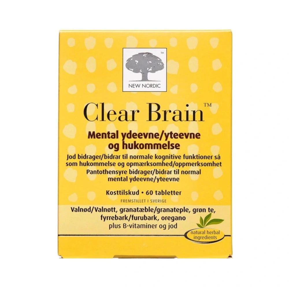 New Nordic Clear Brain tabletter, kosttilskud i pakke med 60 stk