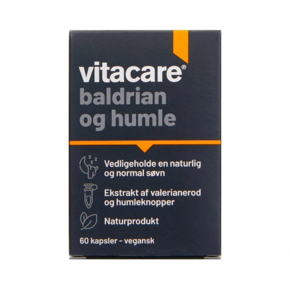 Vitacare Baldrian og Humle, naturprodukt med valerianerod og humlekopper, 60 stk