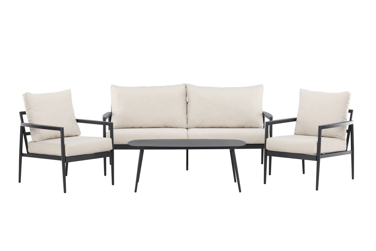 Taromina loungesæt i sort aluminium med beige hynder fra Venture Home