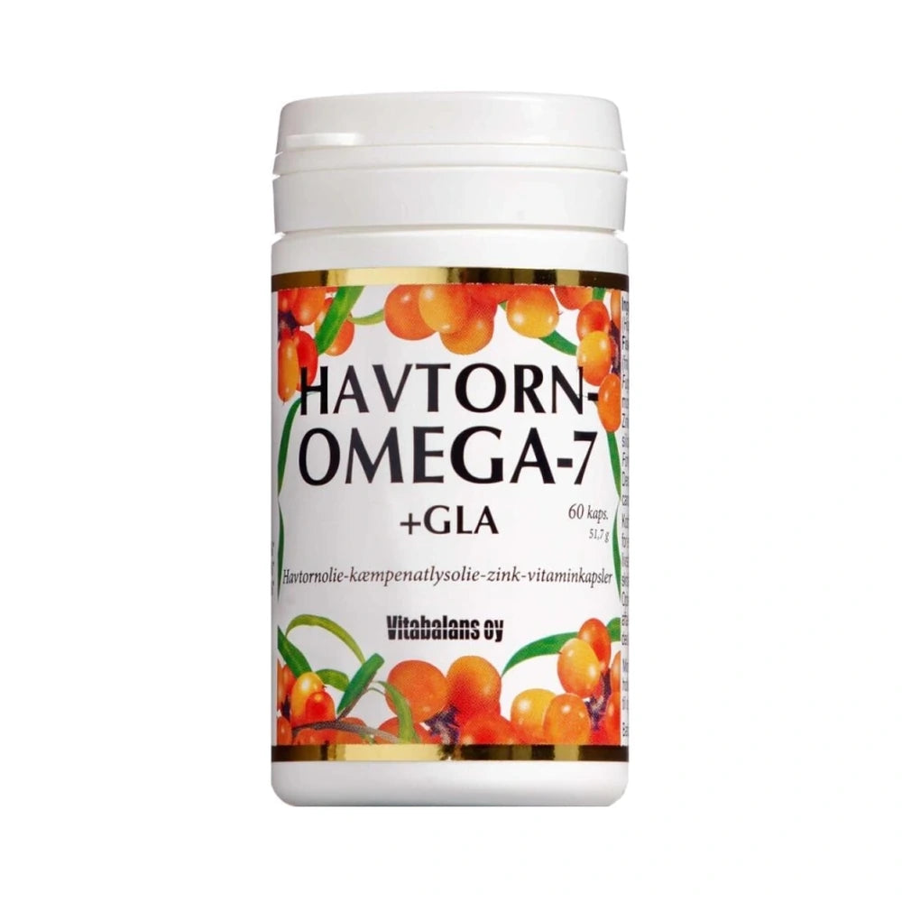 Vitabalans Havtorn Omega 7 +GLA kapsler med havtornolie og kæmpenatlysolie