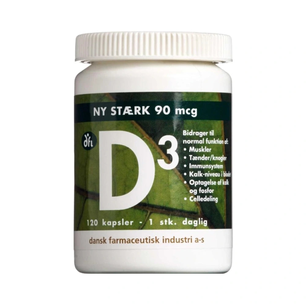 Grønne Vitaminer D3-vitamin Stærk kapsler med 90 µg pr. kapsel, 120 stk