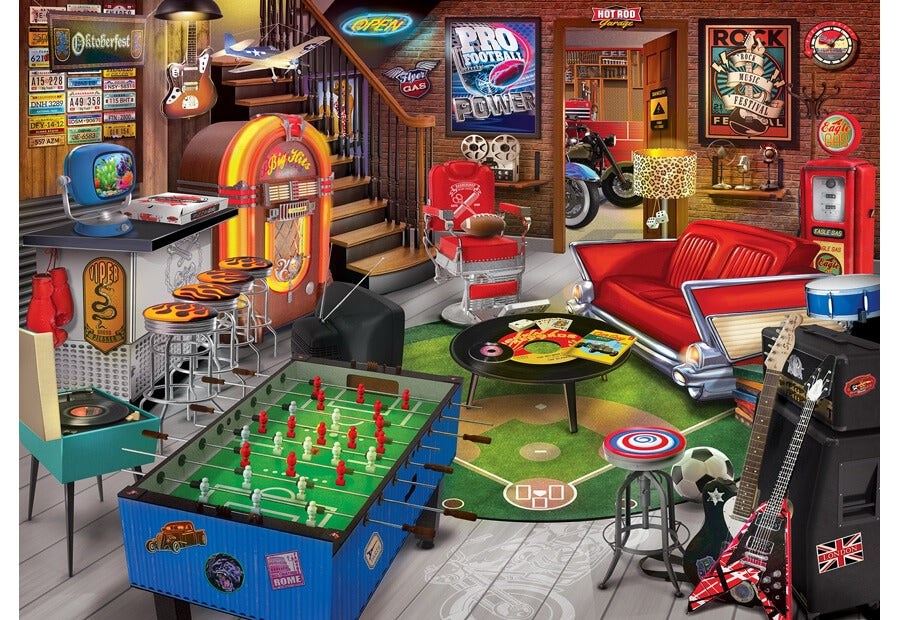 MasterPieces puslespil Man Cave Basement Bliss med 1000 brikker