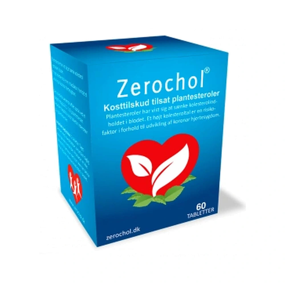 Pakke med BioVita Zerochol tabletter med plantesteroler, 60 stk