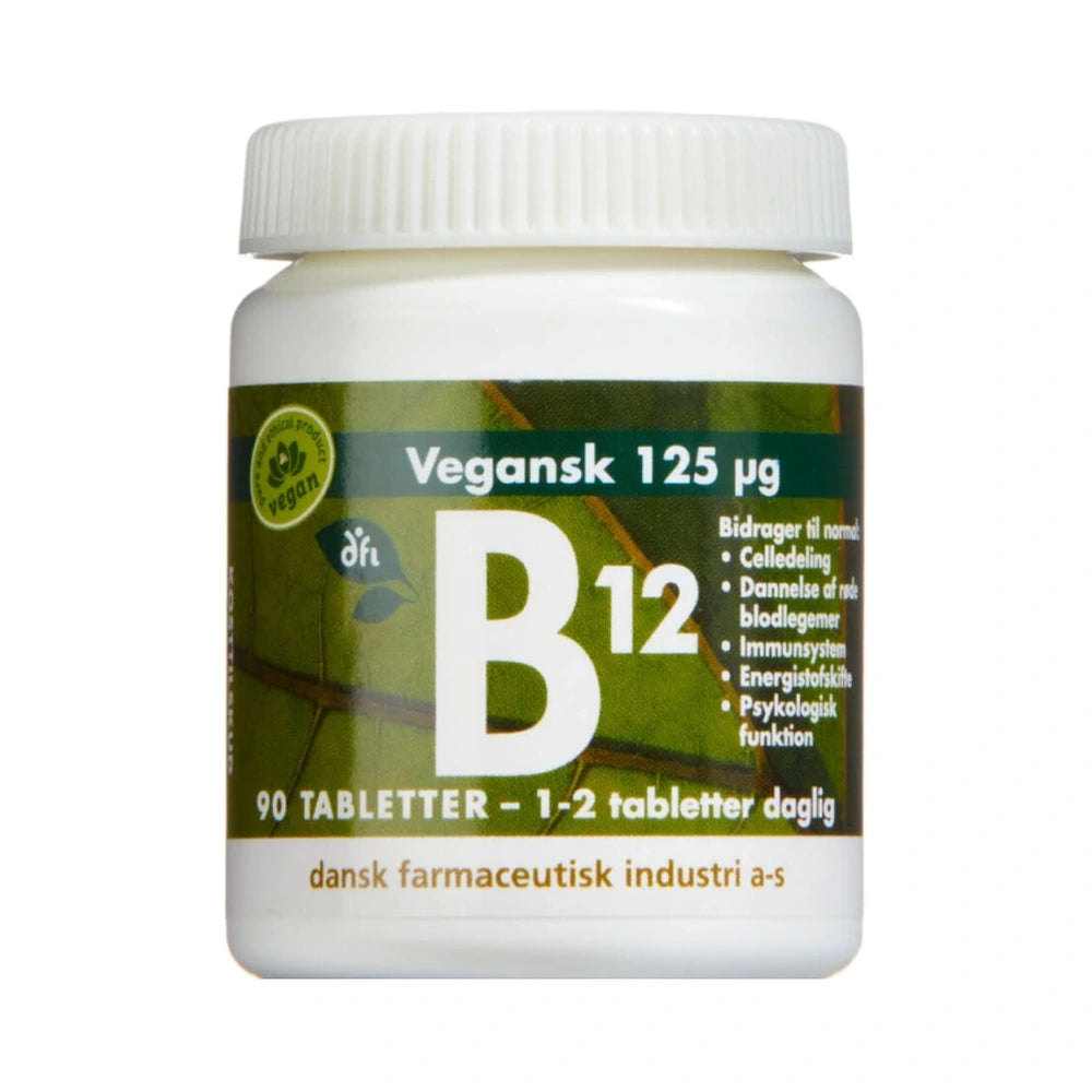 Pakke med Grønne Vitaminer B12-vitamin tabletter 125 µg, 90 stk