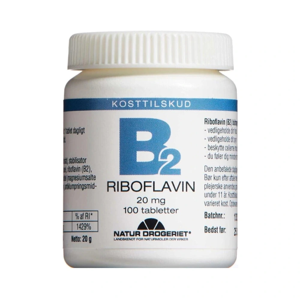 Natur Drogeriet B2-Vitamin 20 µg tabletter, pakning med 100 stk