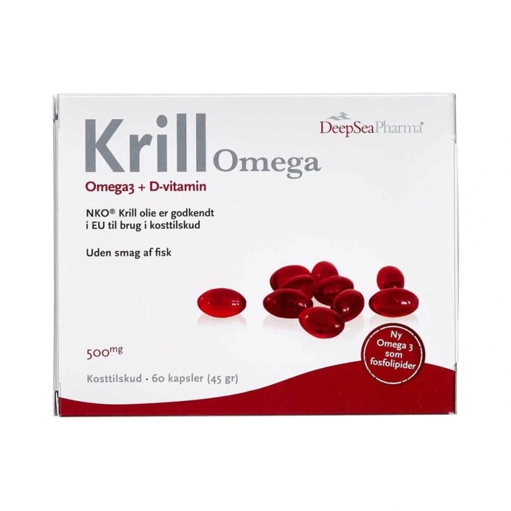 DeepSeaPharma Krill Omega + D-vitamin kapsler, pakning med 60 stk
