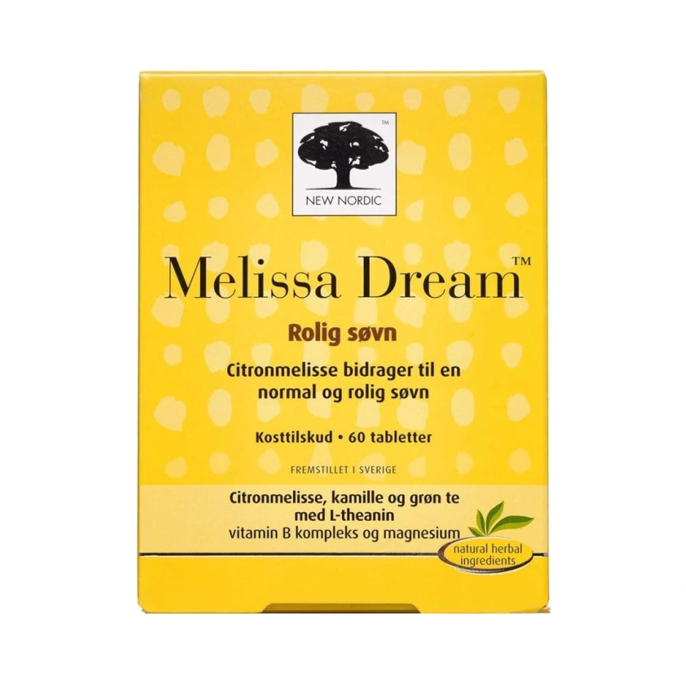 New Nordic Melissa Dream kosttilskud i tabletform, pakning med 60 stk