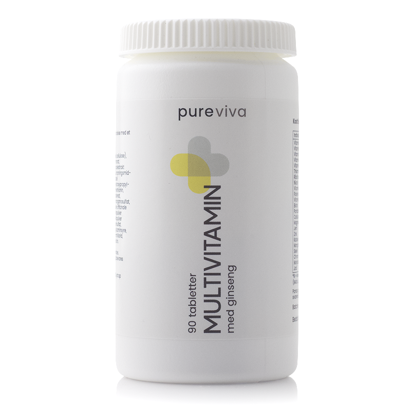 Pakke med Pureviva Multivitamin, 90 tabletter med vitaminer, mineraler og ginseng
