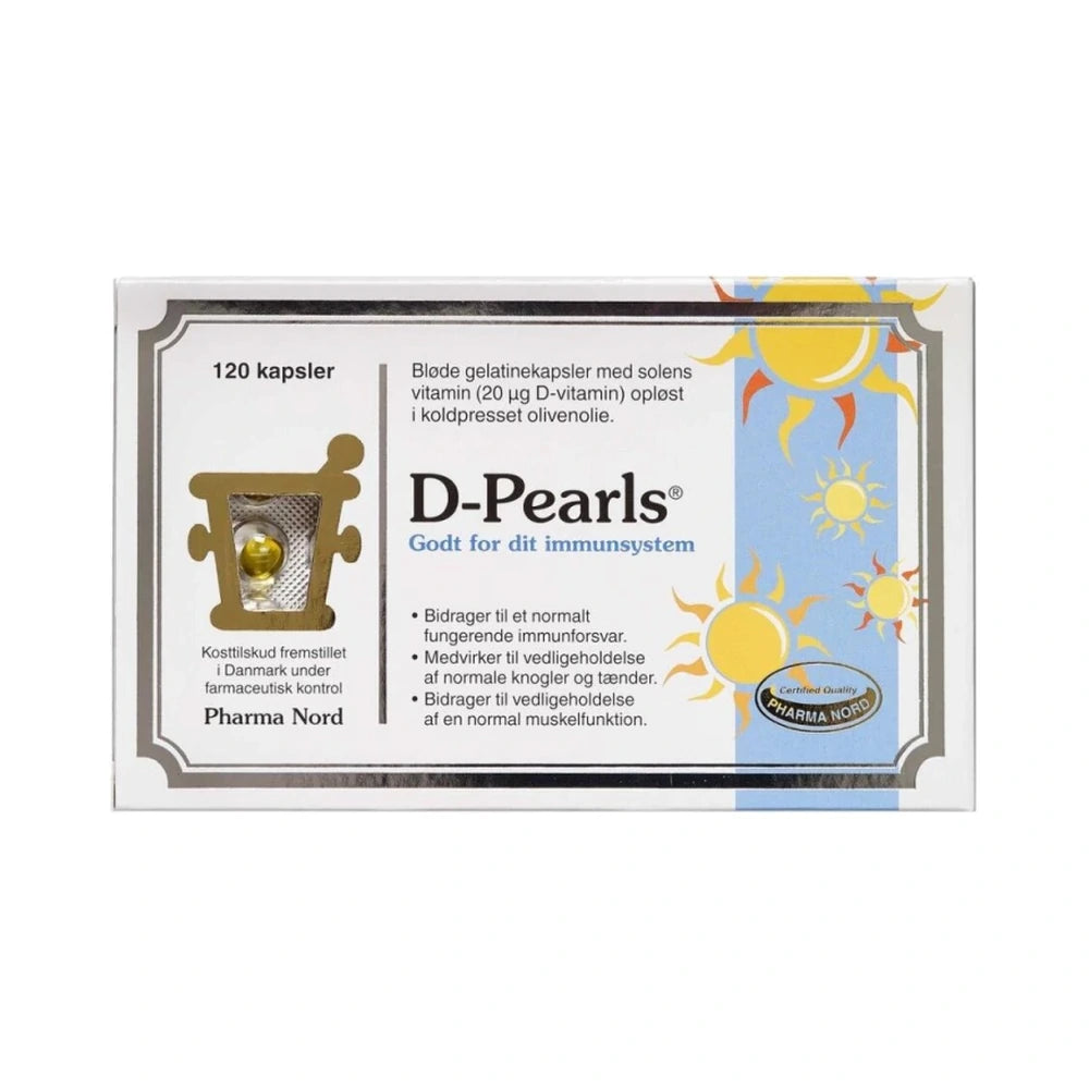Pakning med Pharma Nord D-Pearls D3-vitamin 20 µg, 120 stk